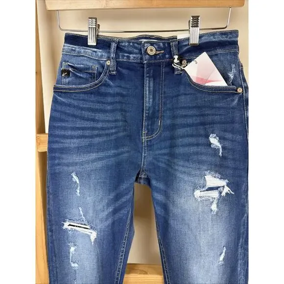 NWT Kancan Blue Distressed High-Rise Skinny Ankle Jeans Size 24 #0798 - Picture 4 of 7